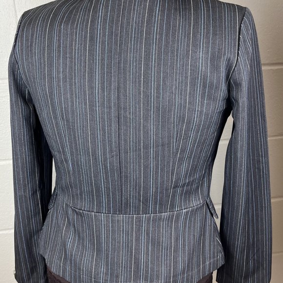 Custom Embellished Gray pin striped Jacket - Picture 4 of 5